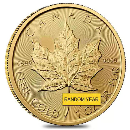 Canadian Gold Maple Leaf random year front view